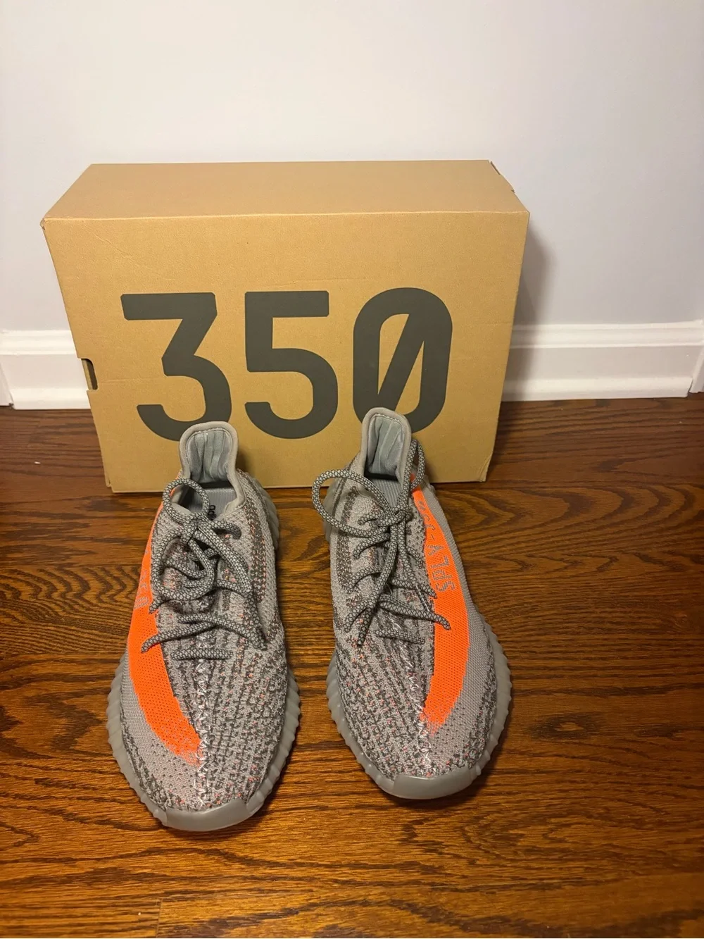adidas Yeezy Boost 350 V2 Grey with Orange Stripe - Men